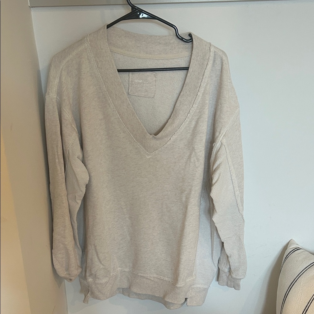 Aerie set Soft Cream V-Neck Sweater and short set